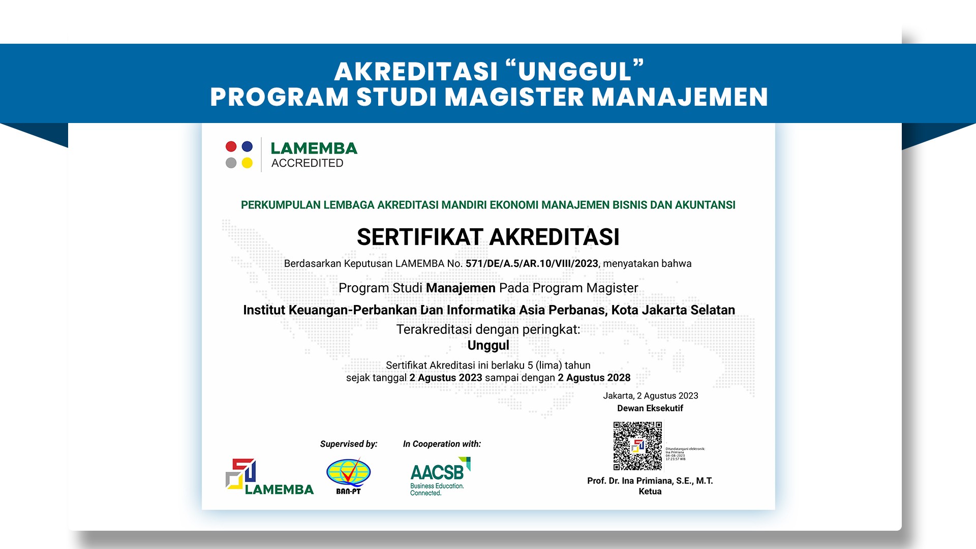 Akreditasi UNGGUL Program Studi Magister Manajemen